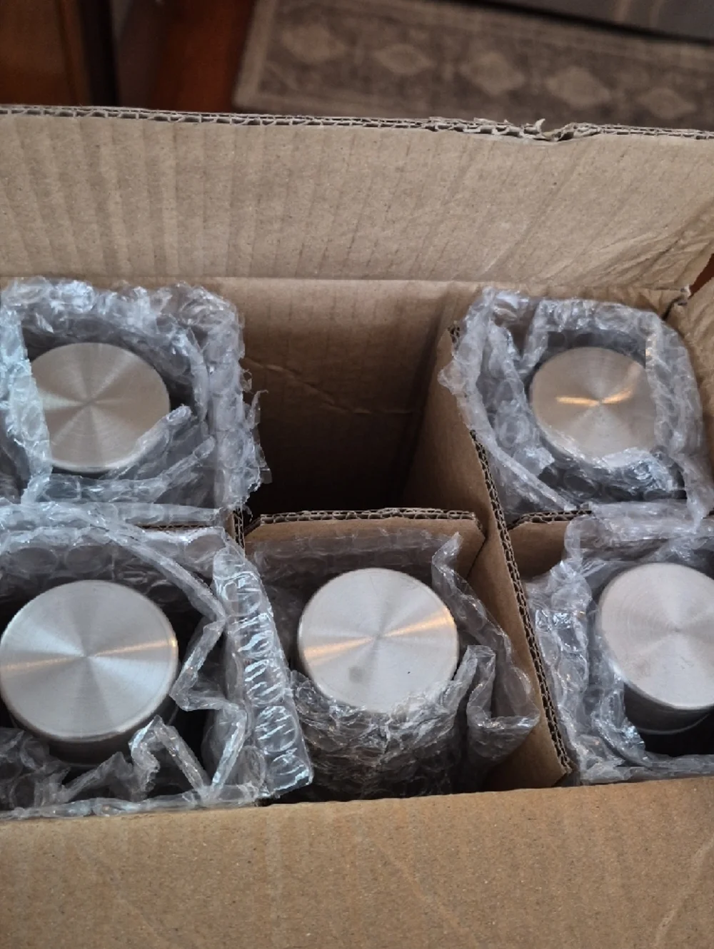 NIB‎ Set Of 6 Glass Water Bottles with Stainless Steel Cap - Clear